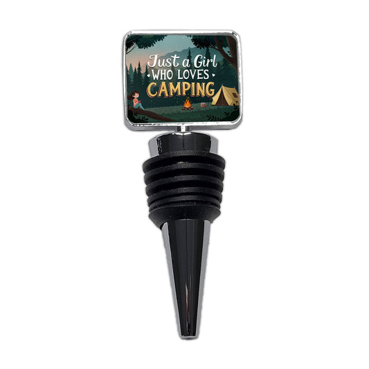 Just A Girl Who Loves Camping Cute Wine Bottle Stopper