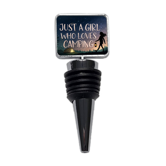 Just A Girl Who Loves Camping Funny Wine Bottle Stopper