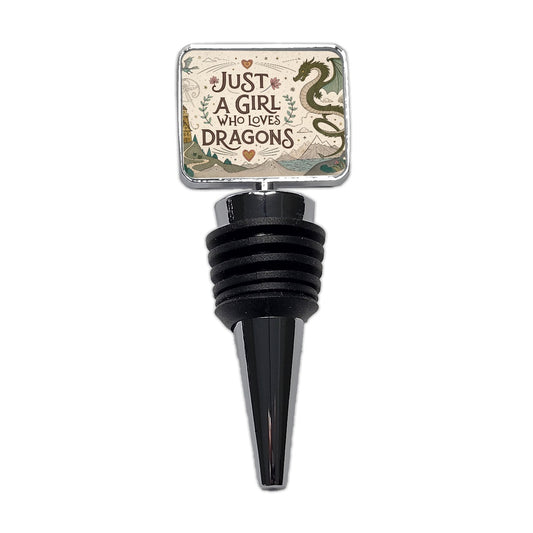 Just A Girl Who Loves Dragons Cute Fantasy Wine Bottle Stopper