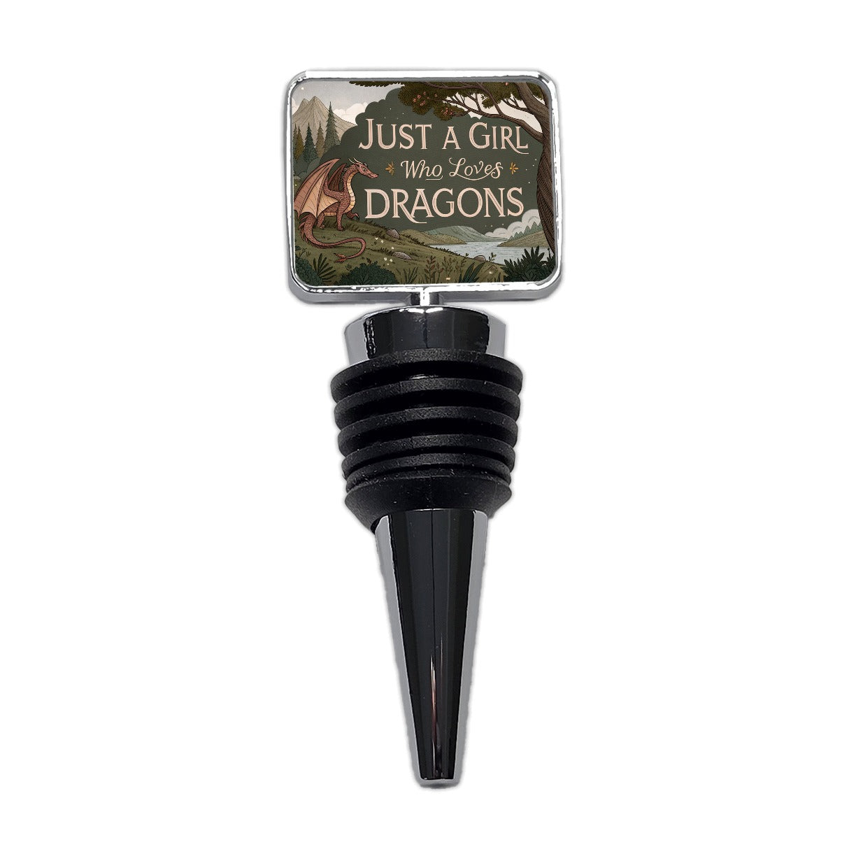 Just A Girl Who Loves Dragons Retro Fantasy Wine Bottle Stopper
