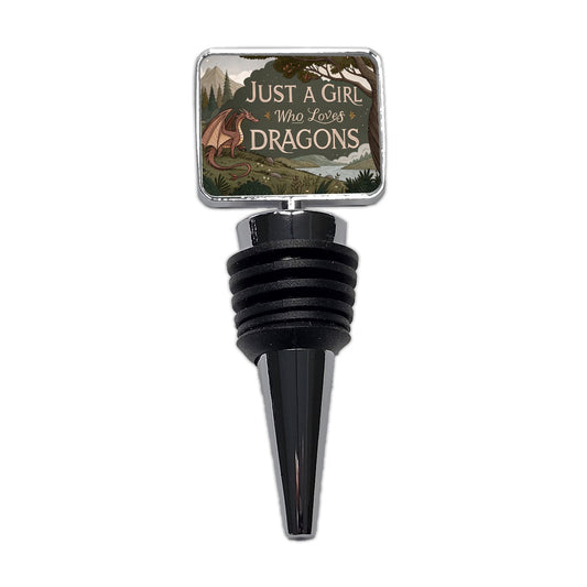 Just A Girl Who Loves Dragons Retro Fantasy Wine Bottle Stopper