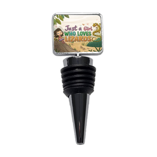 Just A Girl Who Loves Lizards Cute Wine Bottle Stopper