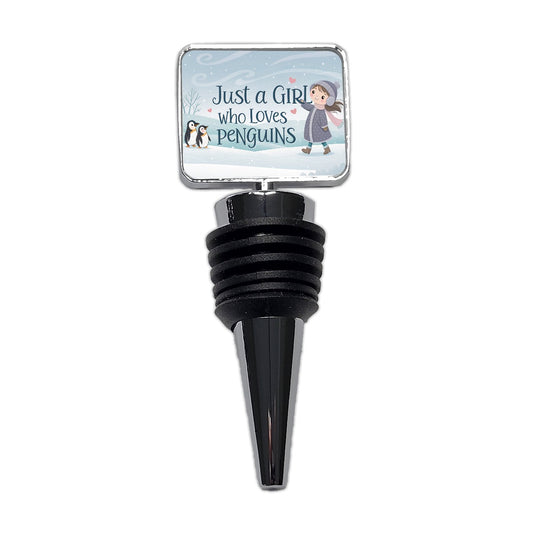 Just A Girl Who Loves Penguins Cute Wine Bottle Stopper