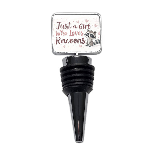 Just A Girl Who Loves Raccoons Cute Wine Bottle Stopper