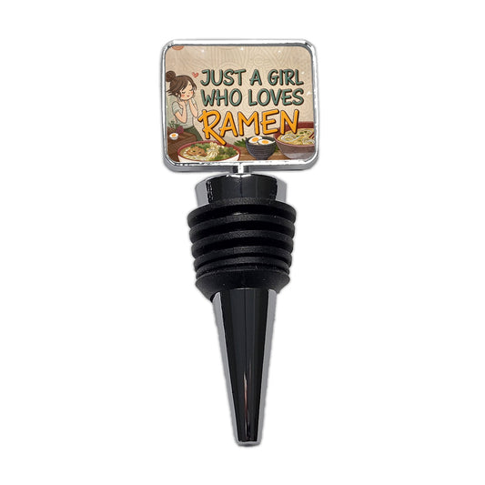 Just A Girl Who Loves Ramen Cute Wine Bottle Stopper