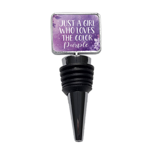Just A Girl Who Loves The Color Purple Funny Wine Bottle Stopper