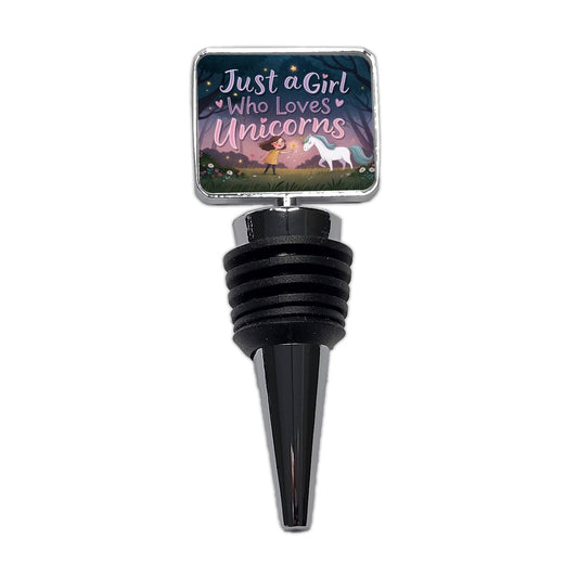 Just A Girl Who Loves Unicorns Cute Fantasy Wine Bottle Stopper