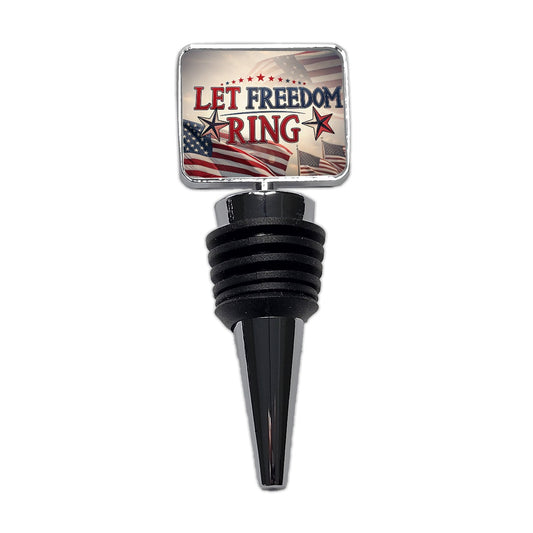 Let Freedom Ring Patriotic American Flag Wine Bottle Stopper