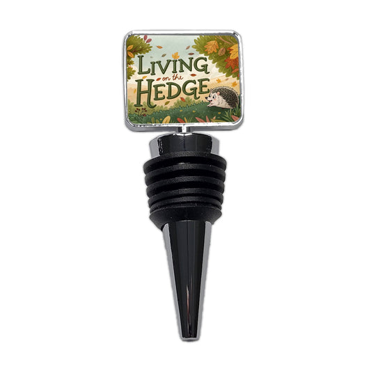 Living On The Hedge Edge Funny Hedgehog Wine Bottle Stopper