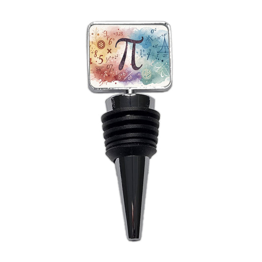 Math Numbers Symbols Pi Artistic Watercolor Wine Bottle Stopper