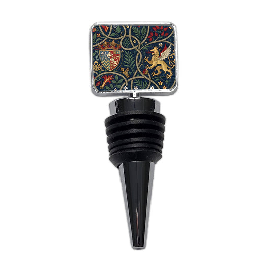Medieval Ornamentation Griffin Shield Pattern Wine Bottle Stopper
