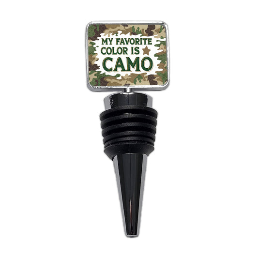 My Favorite Color Is Camo Camouflage Hunting Green Brown Wine Bottle Stopper