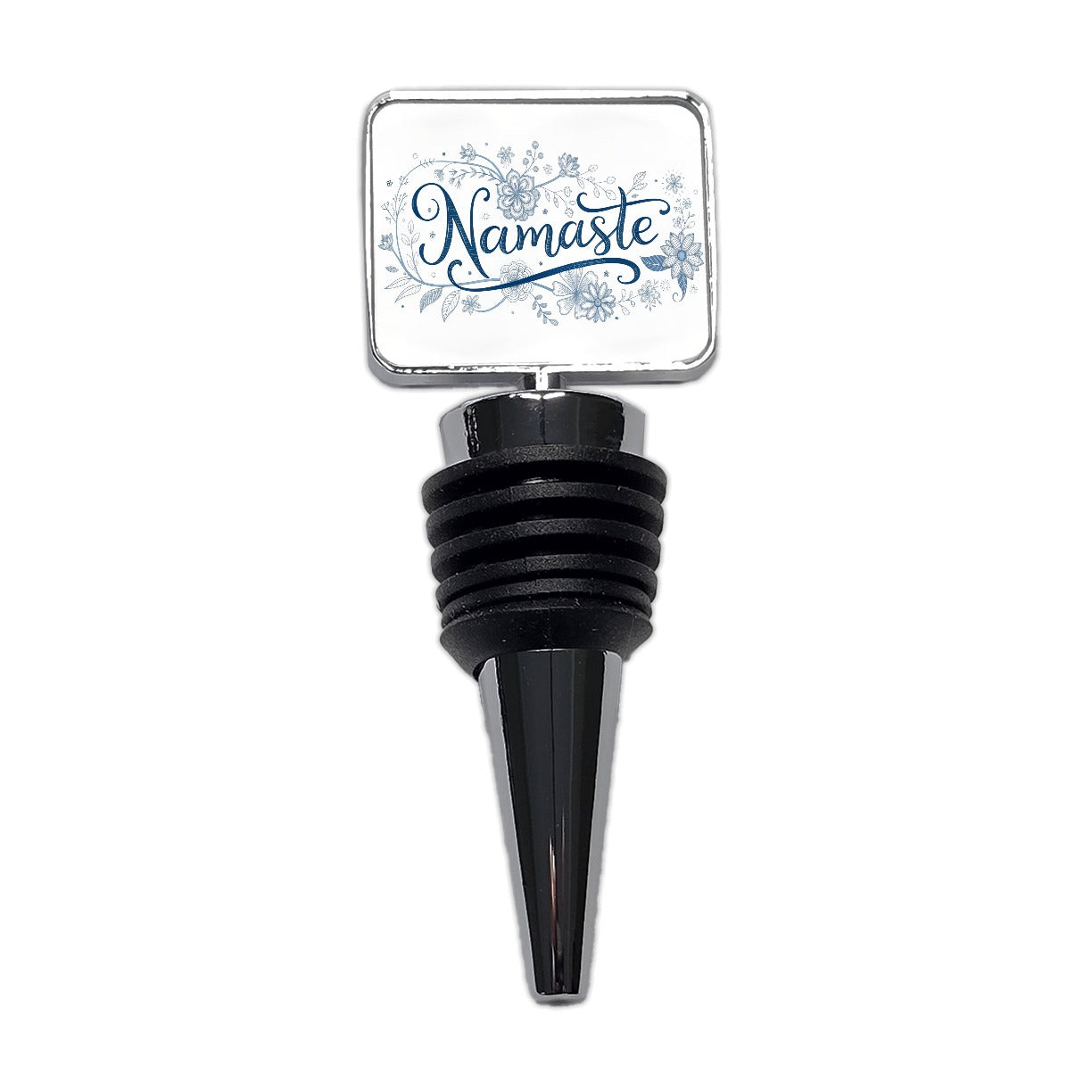 Namaste Blue Floral Wine Bottle Stopper