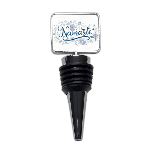 Namaste Blue Floral Wine Bottle Stopper