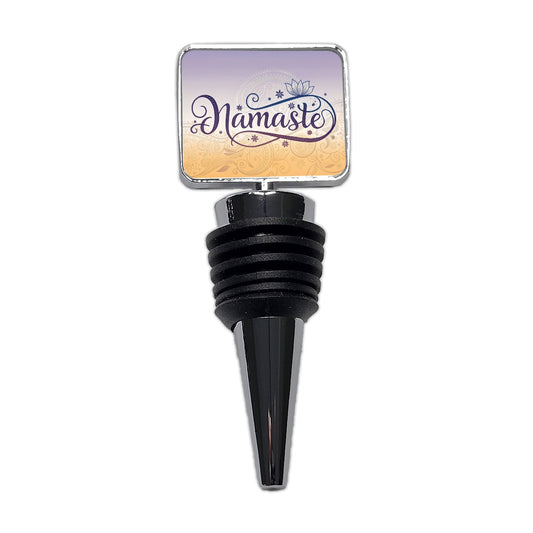 Namaste Yoga Lotus Flower Wine Bottle Stopper
