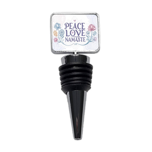 Peace Love Namaste Floral Wine Bottle Stopper
