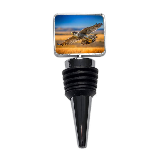 Prairie Falcon Raptor in Flight Wine Bottle Stopper