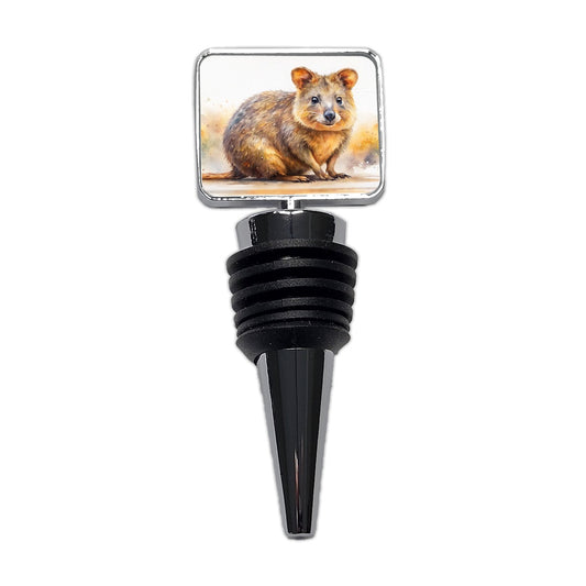 Quokka Watercolor Wine Bottle Stopper
