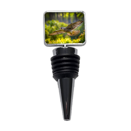Saker Falcon Raptor in Flight Wine Bottle Stopper