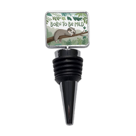 Sloth Sleeping Born To Be Mild Funny Wine Bottle Stopper