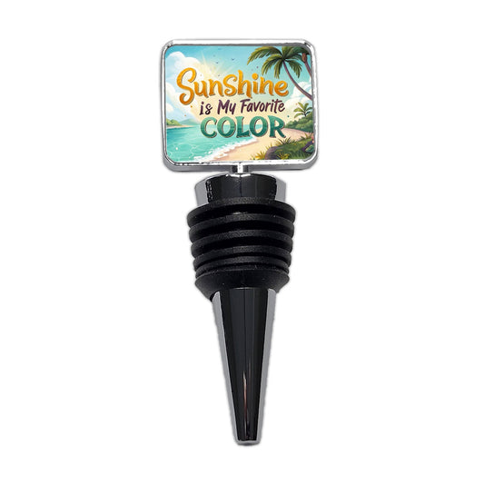 Sunshine Is My Favorite Color Funny Tropical Wine Bottle Stopper