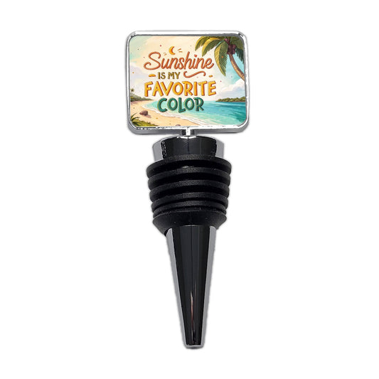 Sunshine Is My Favorite Color Tropical Beach Funny Wine Bottle Stopper
