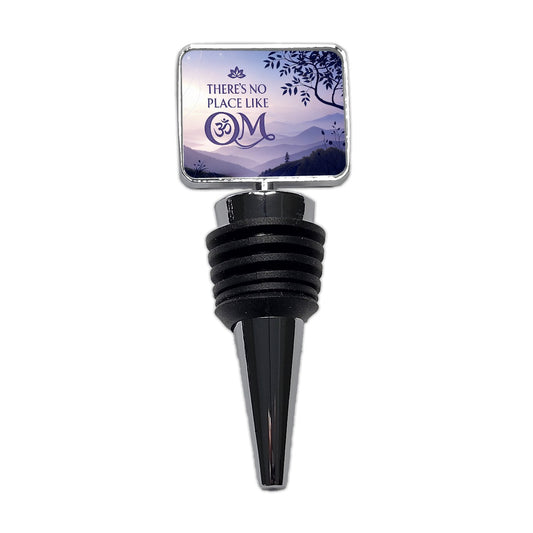 There's No Place Like Om Funny Yoga Wine Bottle Stopper