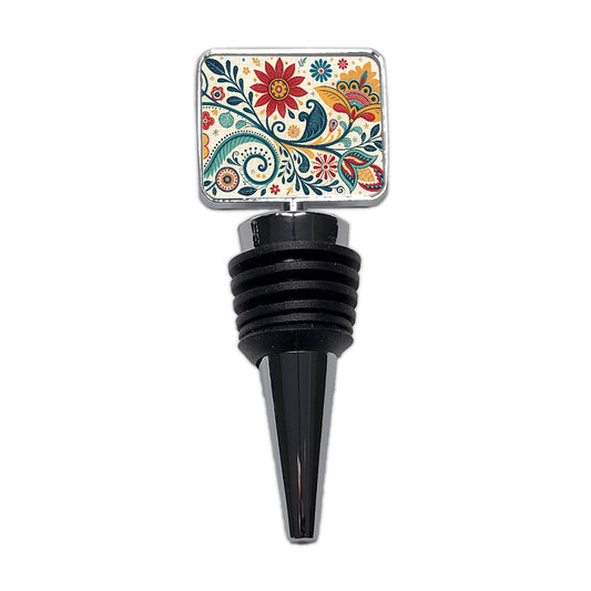 Traditional Folk Art Floral Pattern Wine Bottle Stopper