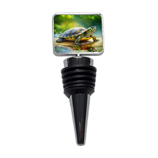 Yellow Bellied Slider Turtle Watercolor Wine Bottle Stopper
