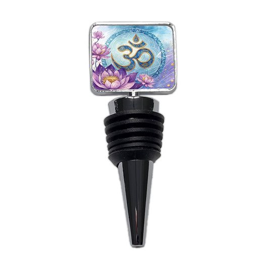 Yoga Om Aum Lotus Flower Wine Bottle Stopper