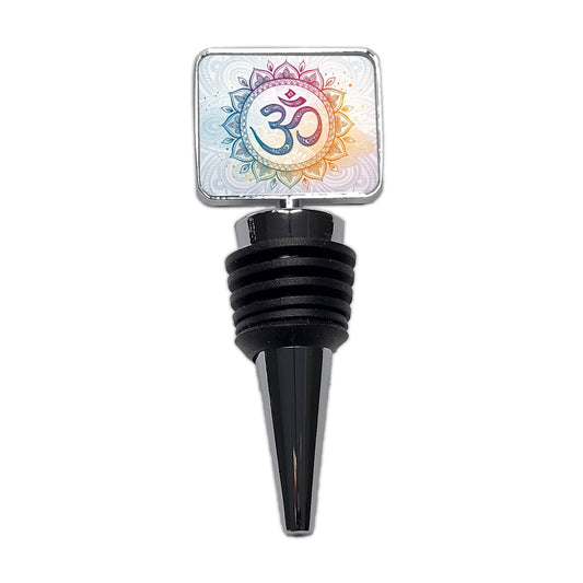 Yoga Om Aum Mandala Symbol Rainbow Wine Bottle Stopper
