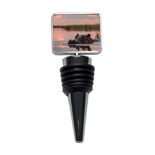 African Hippopotamus Sunset Safari Wine Bottle Stopper
