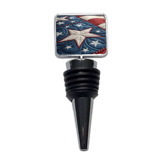 American Patriotic Quilt USA Wine Bottle Stopper