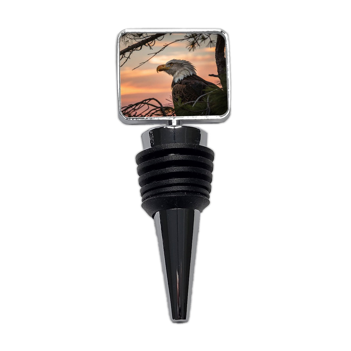 Bald Eagle At Sunset Wine Bottle Stopper