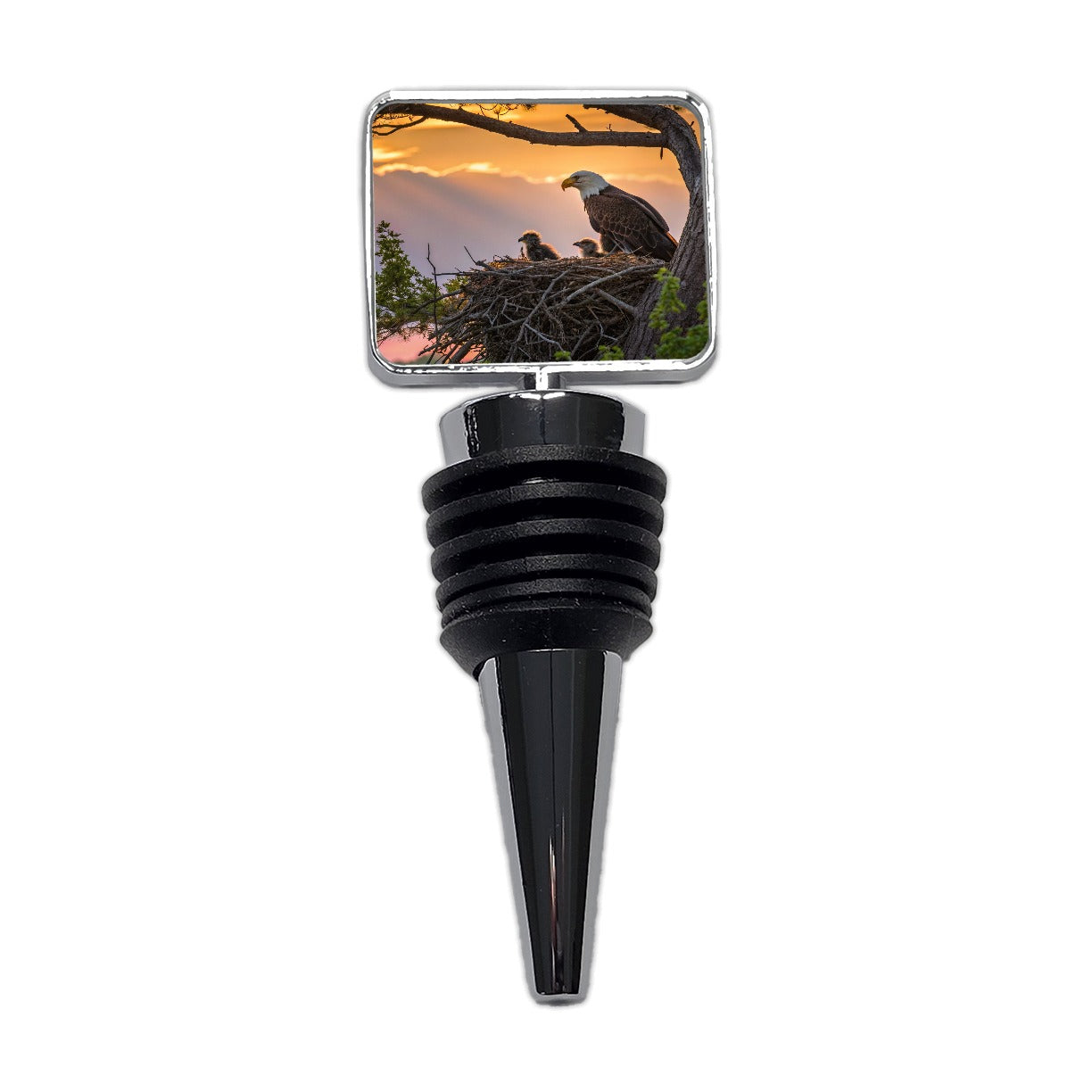 Bald Eagle Babies In Nest Sunset Wine Bottle Stopper