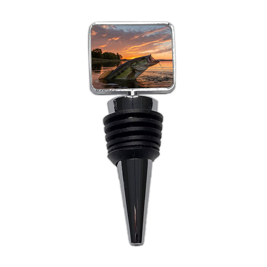 Bass Fish Fishing Sunset Wine Bottle Stopper