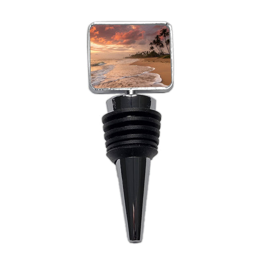Beach Sunset Tropical Ocean Island Wine Bottle Stopper
