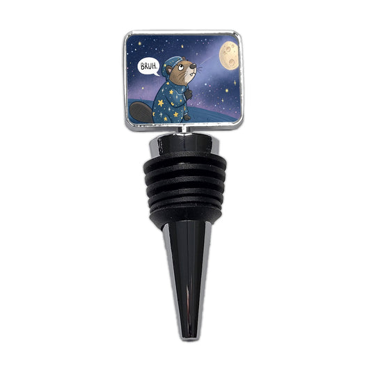 Beaver Saying Bruh Funny Pajamas Wine Bottle Stopper