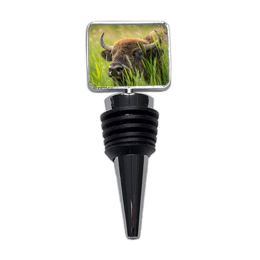 Bison Grassland Wildlife Scene Wine Bottle Stopper