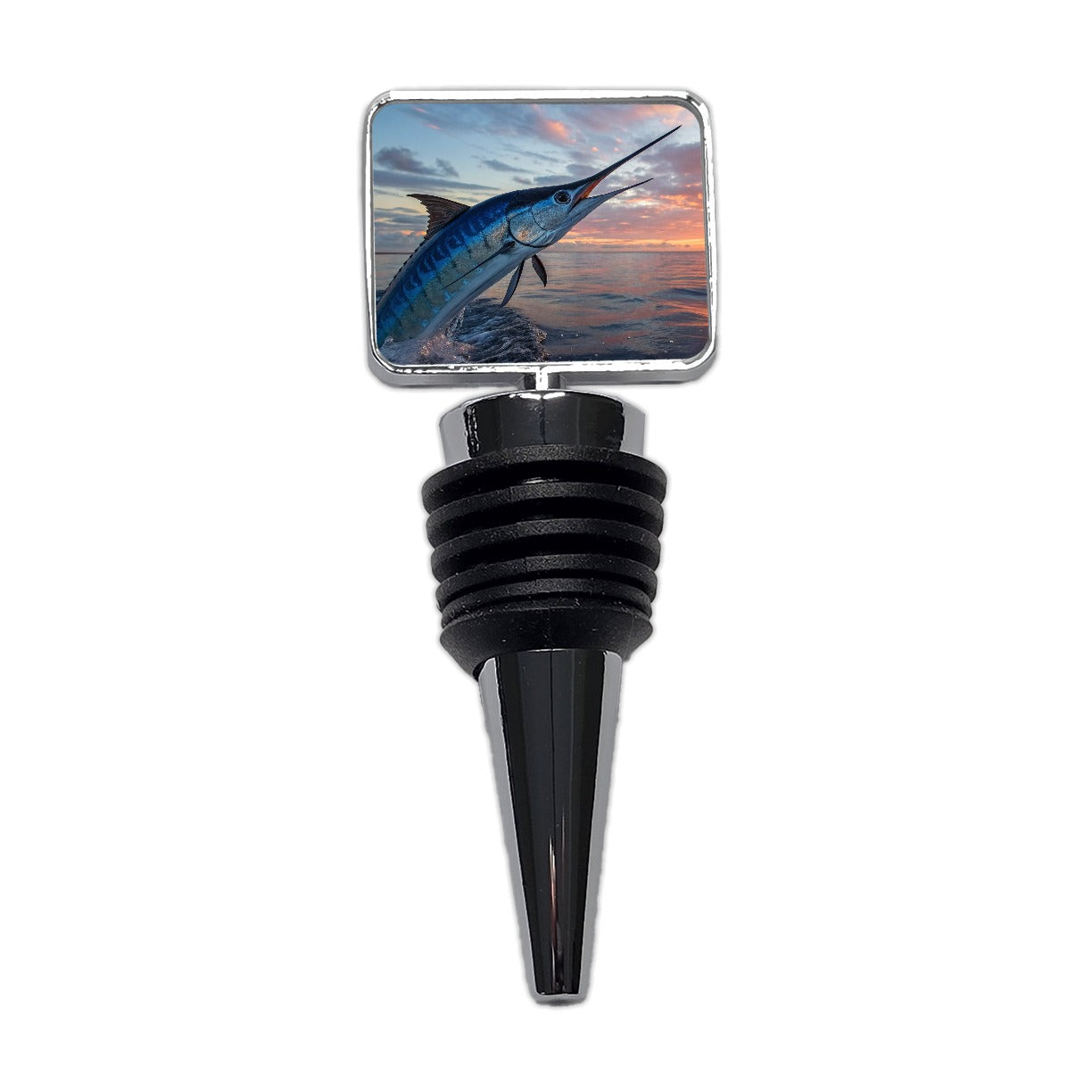 Blue Marlin Fishing Sunset Wine Bottle Stopper
