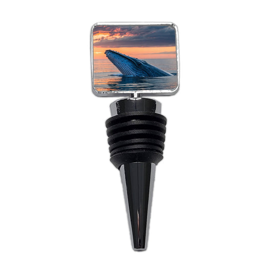 Blue Whale Ocean Sunset Wine Bottle Stopper