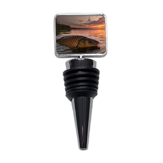 Carp Fishing At Sunset Wine Bottle Stopper