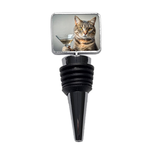 Cat Martini Glass Funny Wine Bottle Stopper