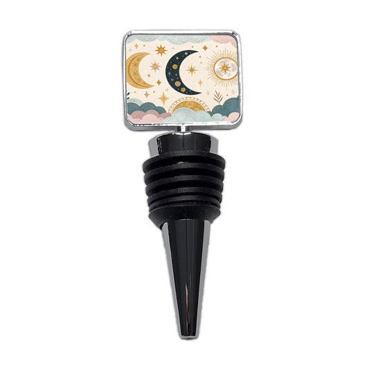 Celestial Moon Collage Wine Bottle Stopper