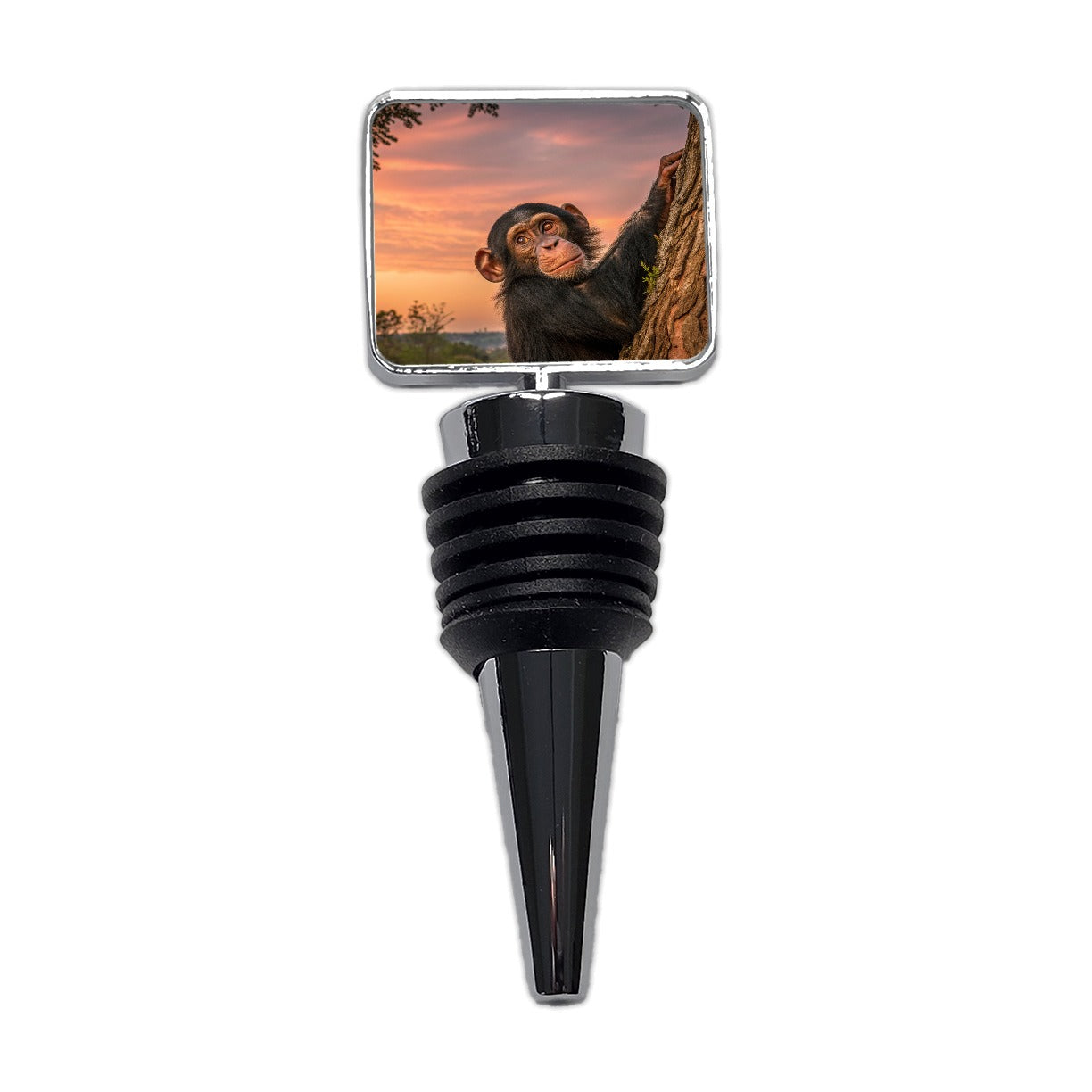 Chimpanzee Ape At Sunset Wine Bottle Stopper
