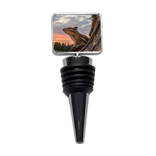 Chipmunk At Sunset Wine Bottle Stopper