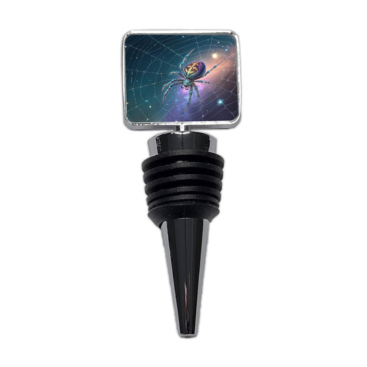 Cosmic Spider Web Halloween Wine Bottle Stopper