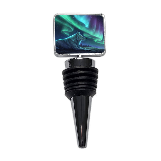 Cosmic Wolf Northern Lights Wine Bottle Stopper