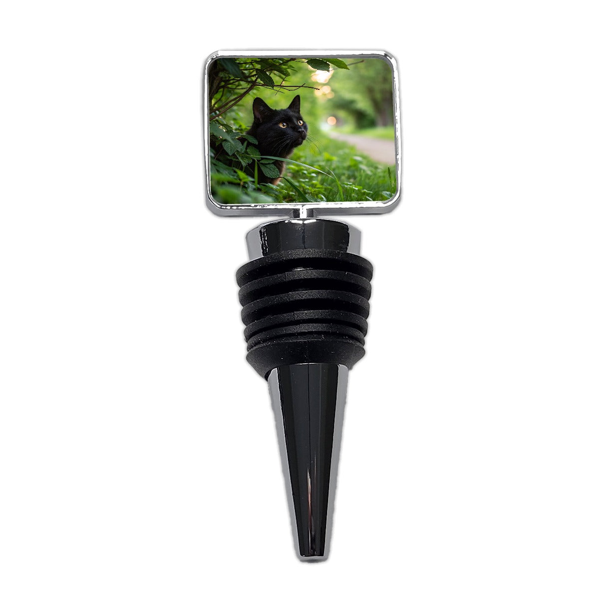 Curious Black Cat Nature Wine Bottle Stopper
