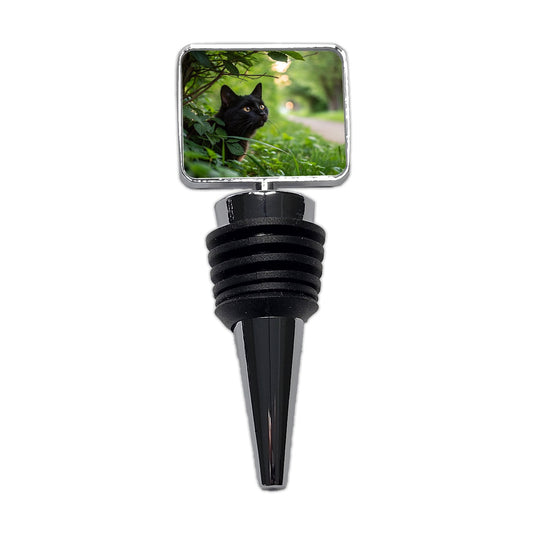 Curious Black Cat Nature Wine Bottle Stopper